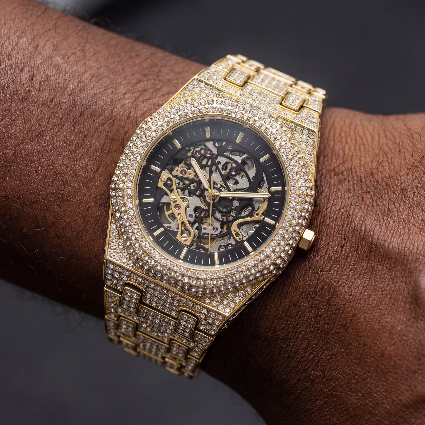 ICED OUT AUTOMATIK "SCHELETRO" UHR - ICERAIN JEWELRY
