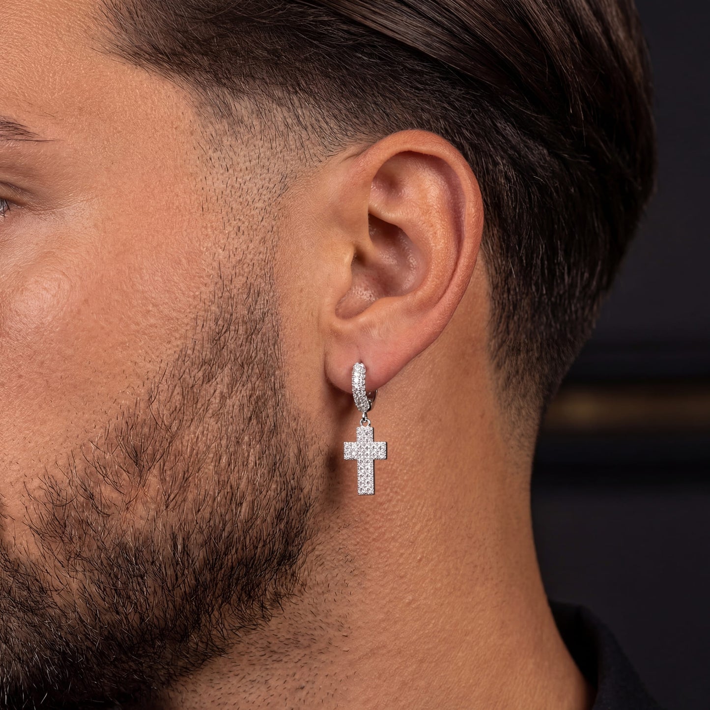 ICED OUT "SILVER CROSS" OHRRINGE - ICERAIN JEWELRY