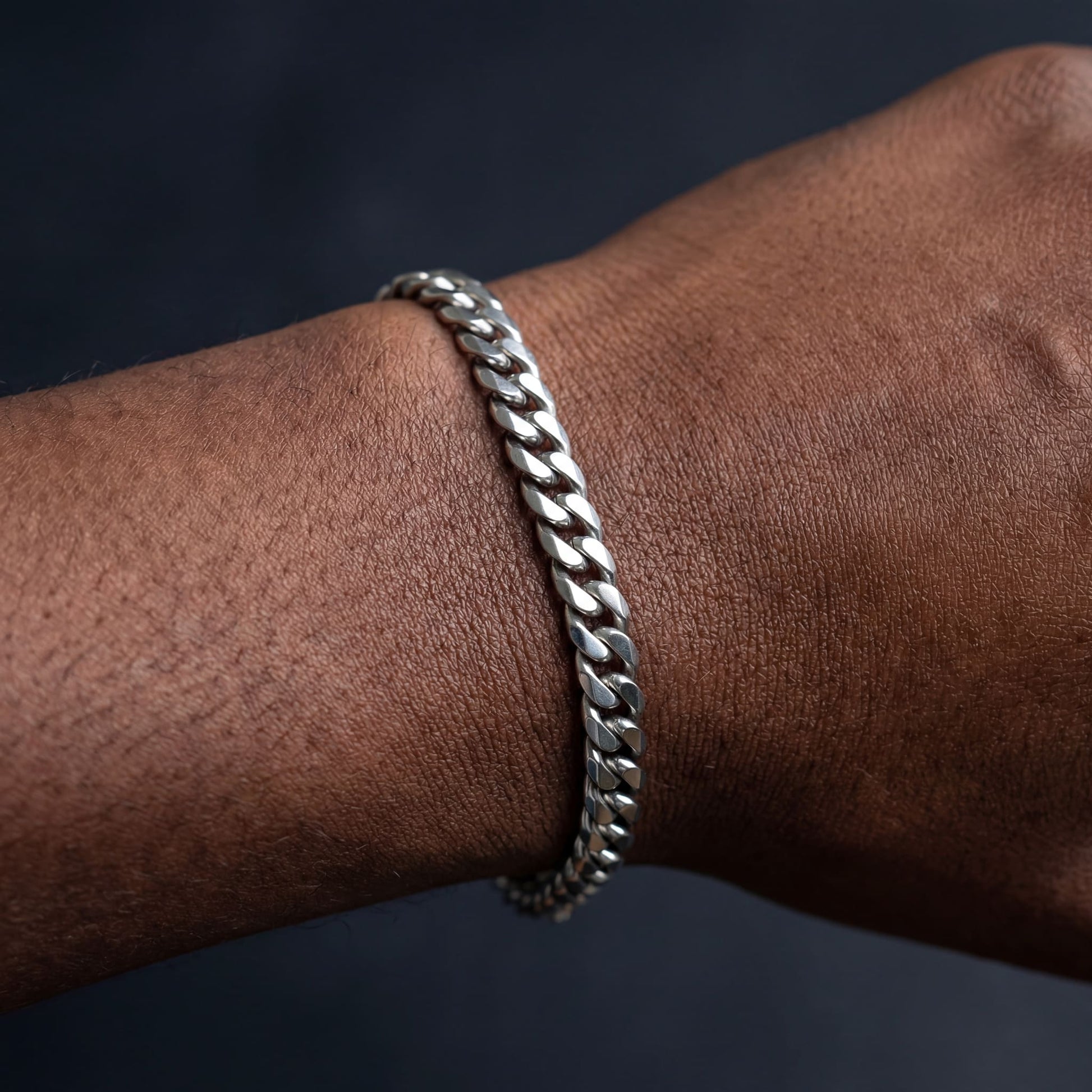 SALE | EDELSTAHL 5MM 22CM "SILVER CUBAN" ARMBAND - ICERAIN JEWELRY