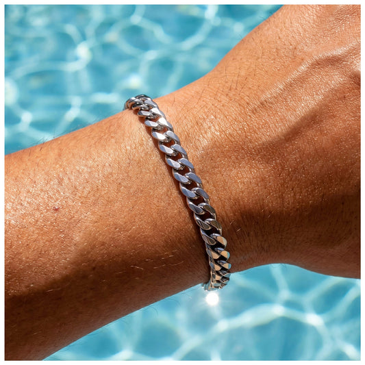 SALE | EDELSTAHL 3MM 18CM "SILVER CUBAN" ARMBAND - ICERAIN JEWELRY