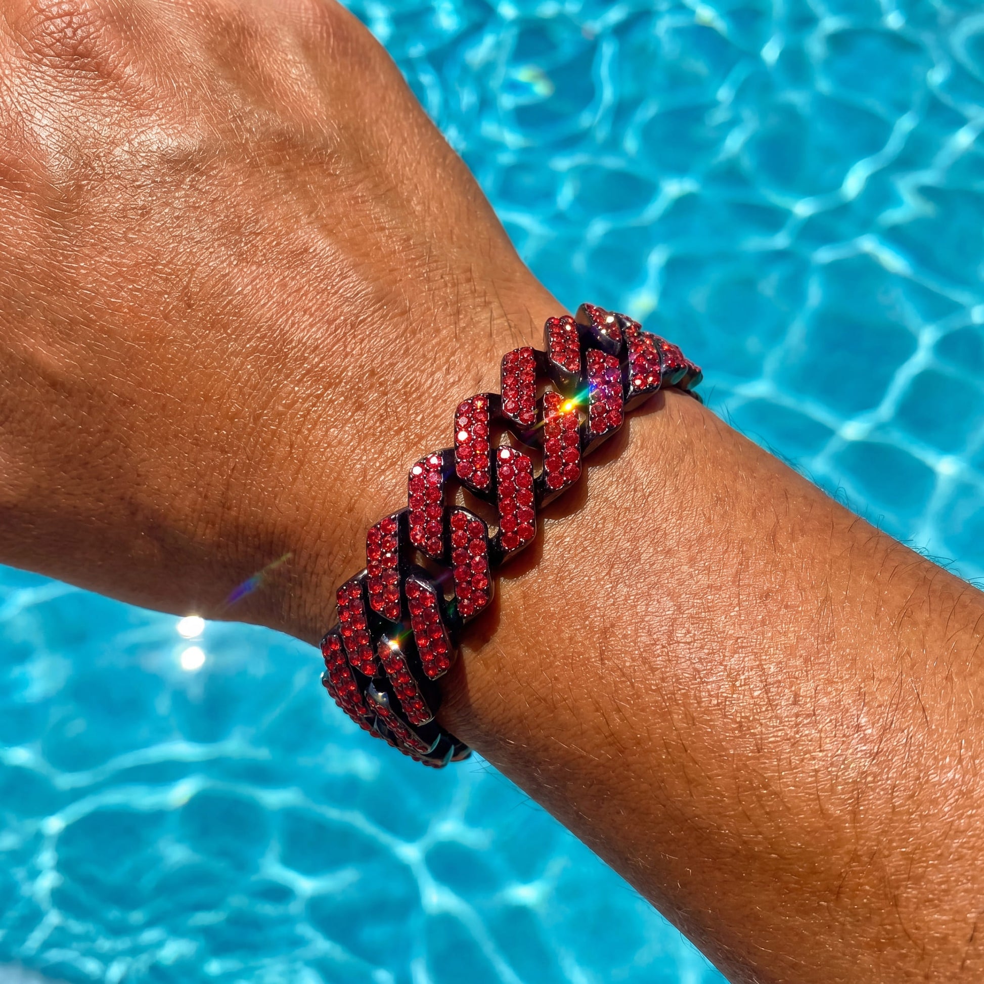 ICED OUT 20MM "RED PRONG CUBAN" ARMBAND - ICERAIN JEWELRY