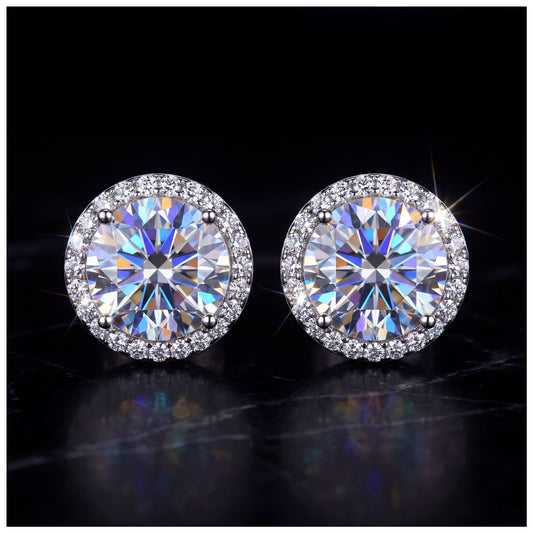 ICED OUT MOISSANITE "RASTROLI" WEISSGOLD 925S SILVER OHRRINGE