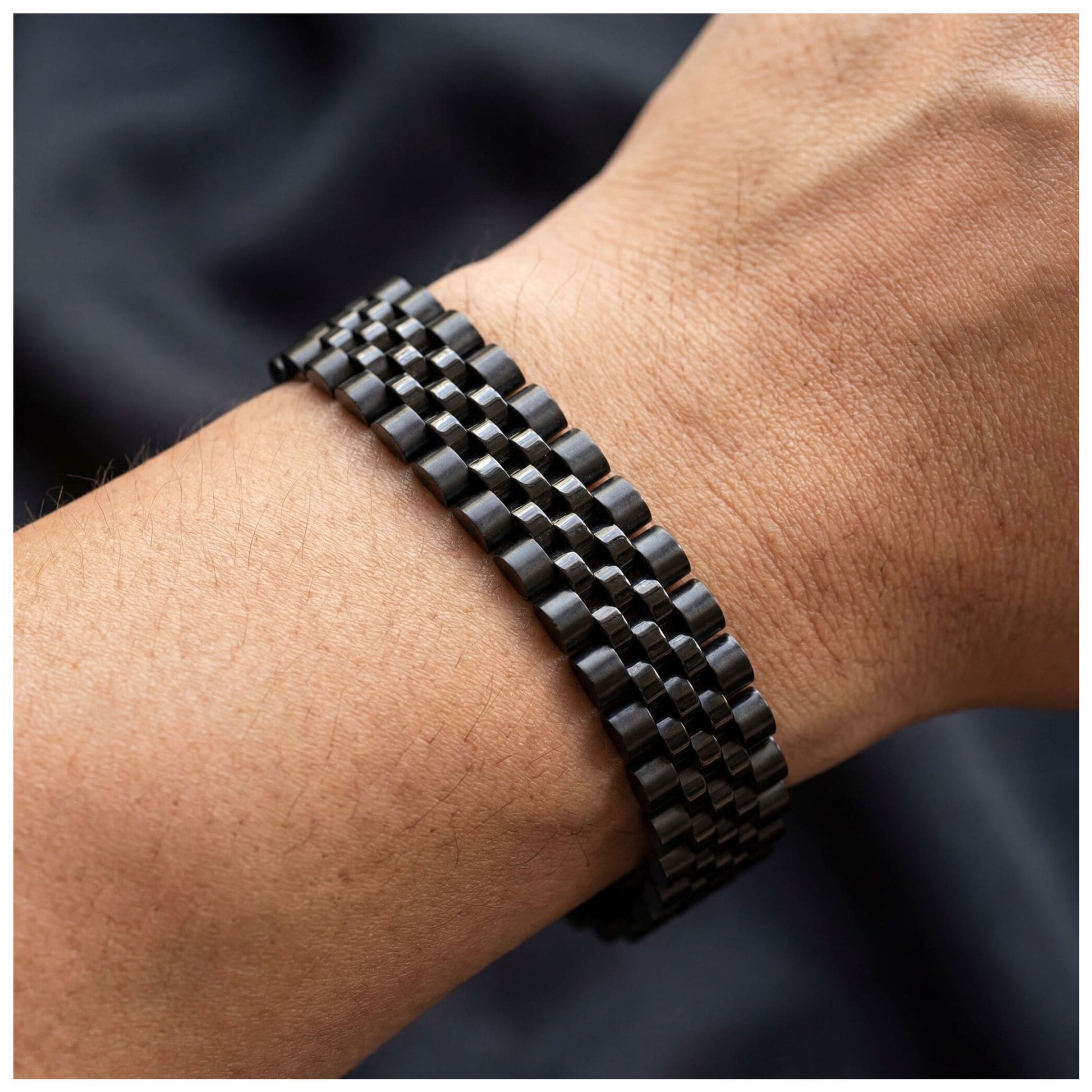 SALE | EDELSTAHL 10MM 17CM "BLACK JUBILEE" ARMBAND - ICERAIN JEWELRY