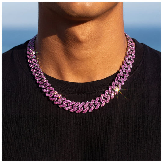 ICED OUT 12MM "PURPLE PRONG CUBAN" KETTE - ICERAIN JEWELRY