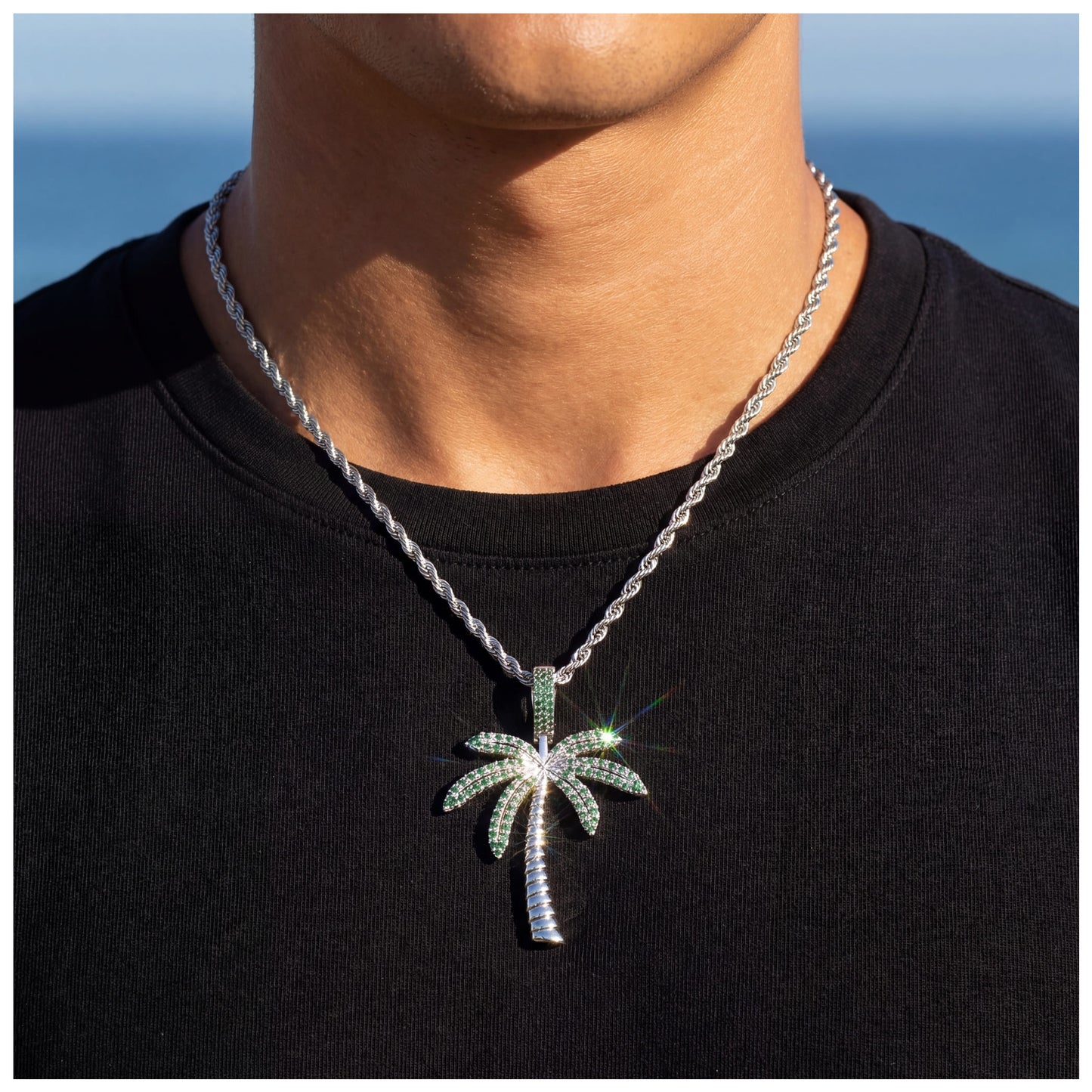 ICED OUT "SILVER PALM" KETTE - ICERAIN JEWELRY