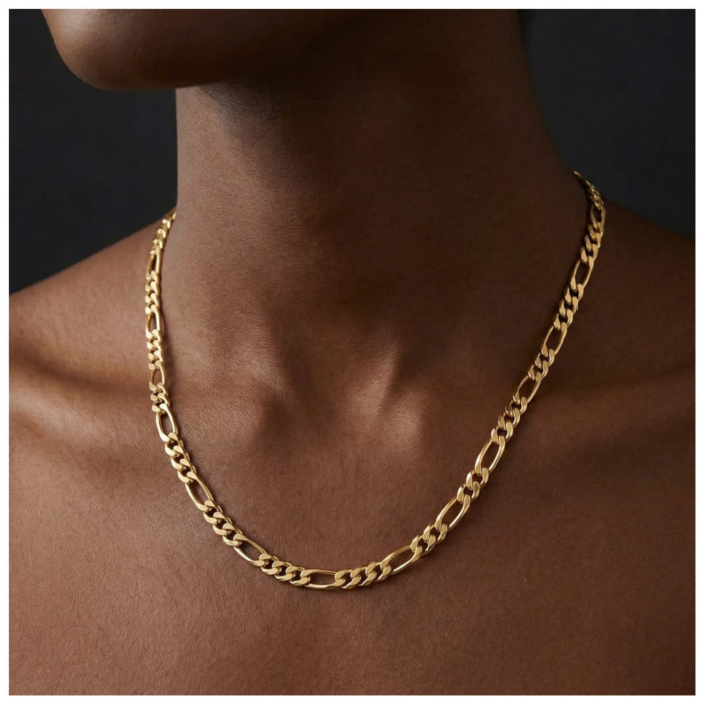 925S SILVER 18K GOLD "FIGARO" KETTE [PREMIUM VERSION] - ICERAIN JEWELRY