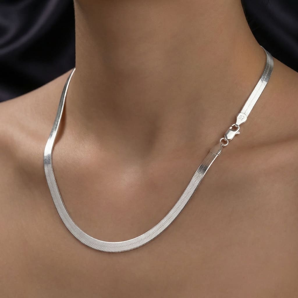 925S SILVER "HERRINGBONE" KETTE - ICERAIN JEWELRY