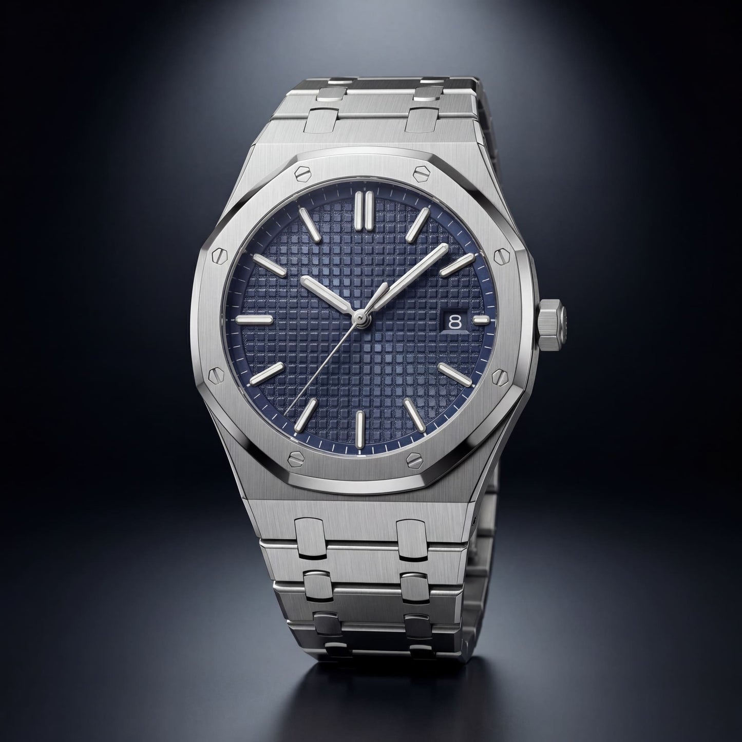 EDELSTAHL AUTOMATIK "MIDNIGHT BLUE PATTERY" UHR - ICERAIN JEWELRY