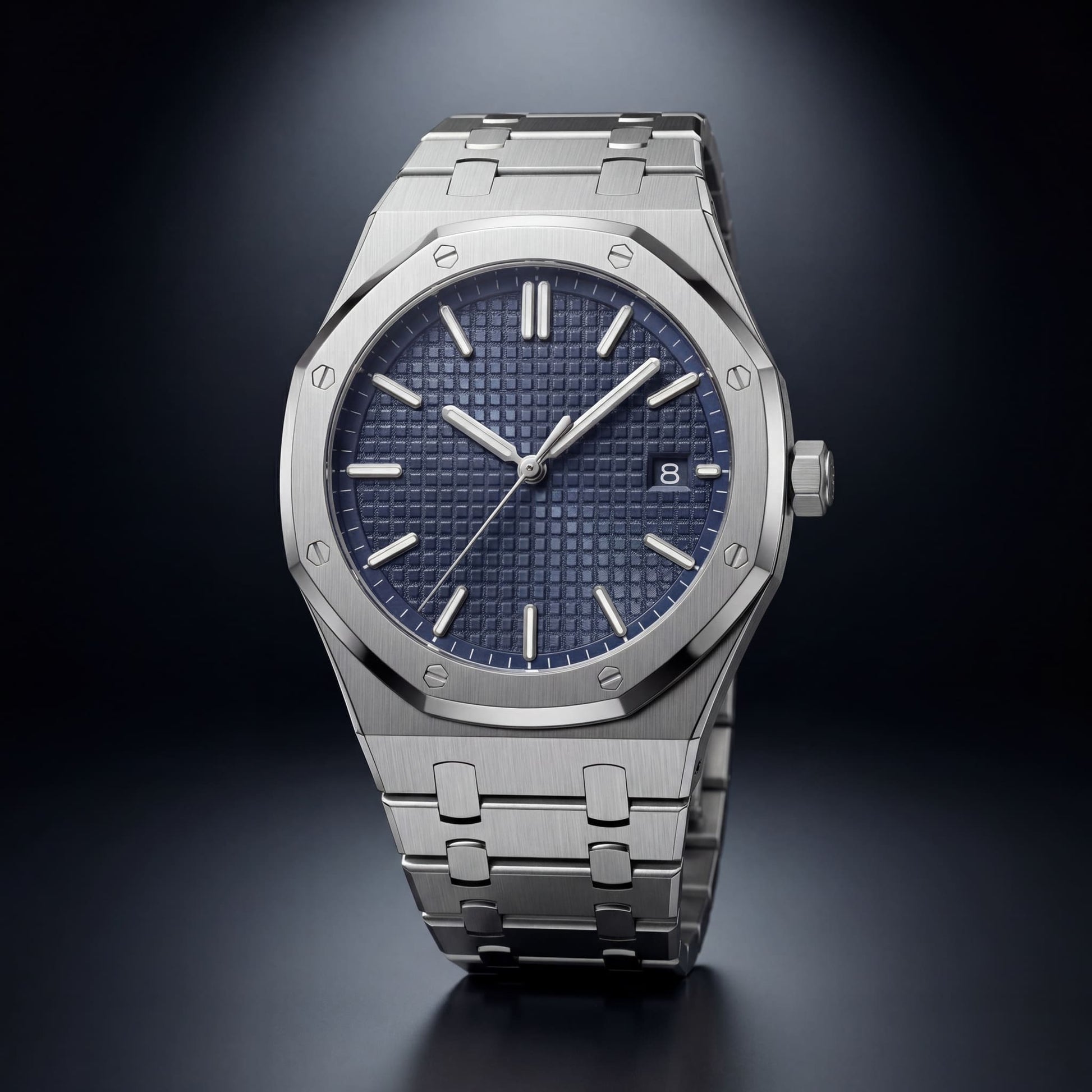 EDELSTAHL AUTOMATIK "MIDNIGHT BLUE PATTERY" UHR - ICERAIN JEWELRY