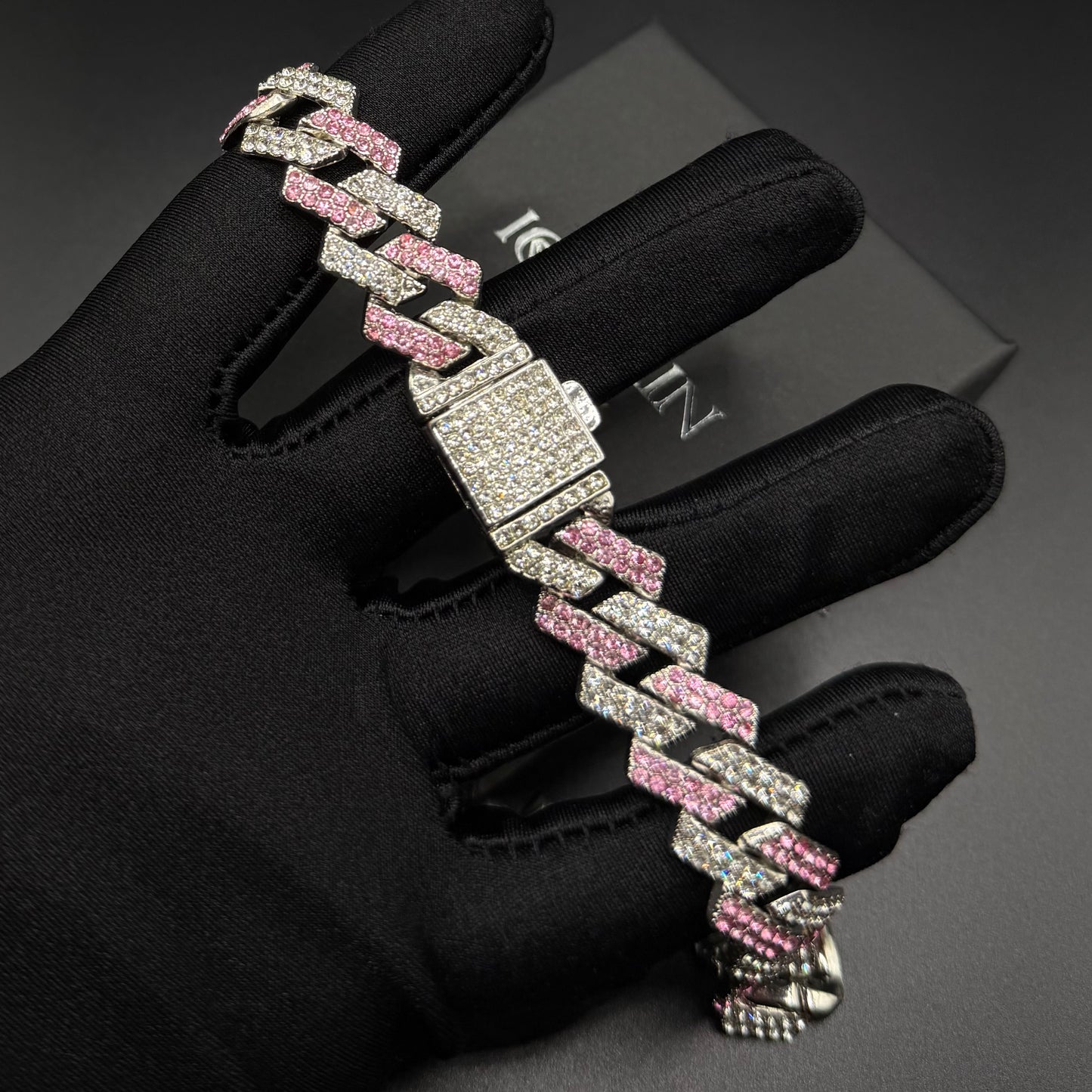 ICED OUT 14MM "SILVER/PINK PRONG CUBAN" KETTE - ICERAIN JEWELRY