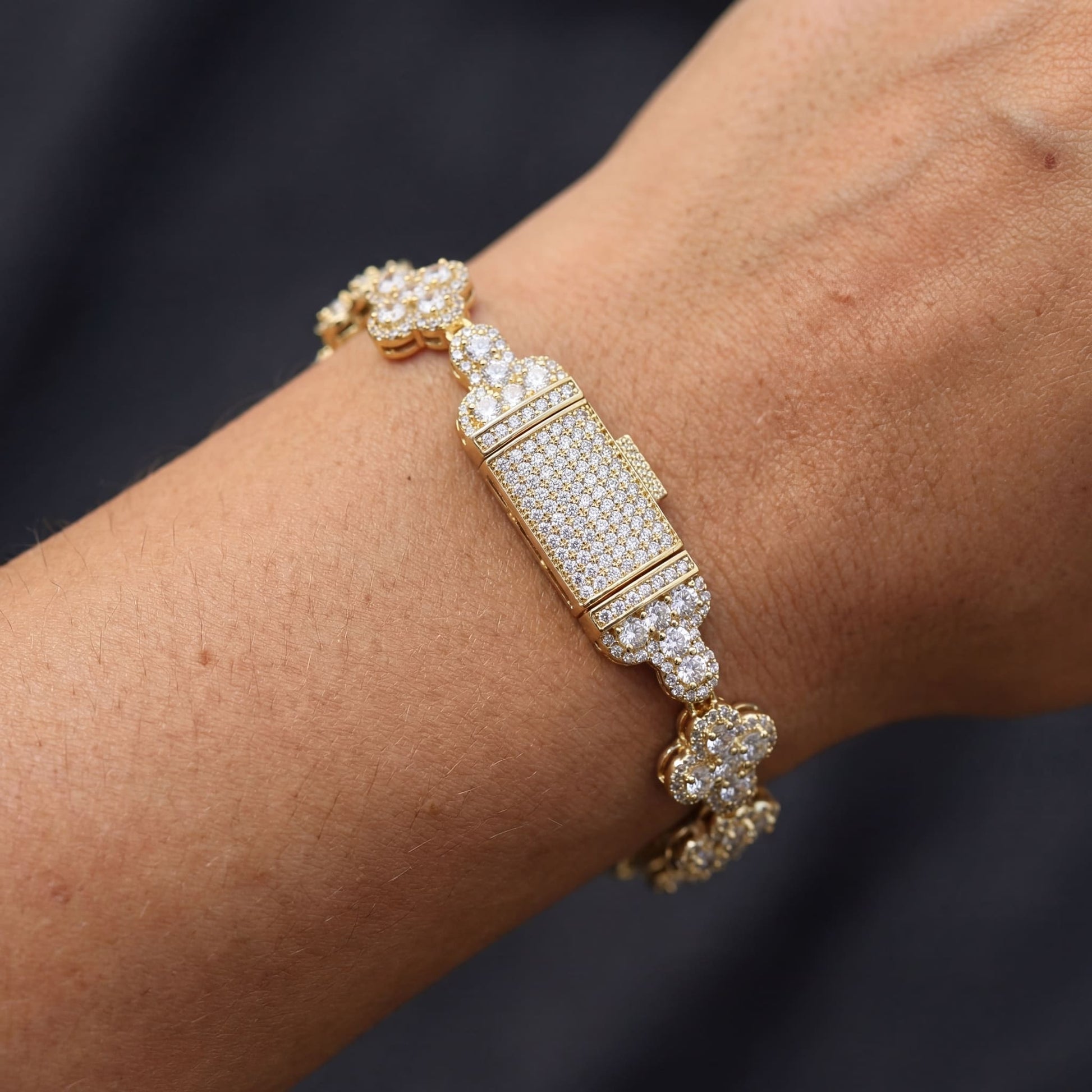 ICED OUT 11MM "GOLD CROSS" ARMBAND - ICERAIN JEWELRY