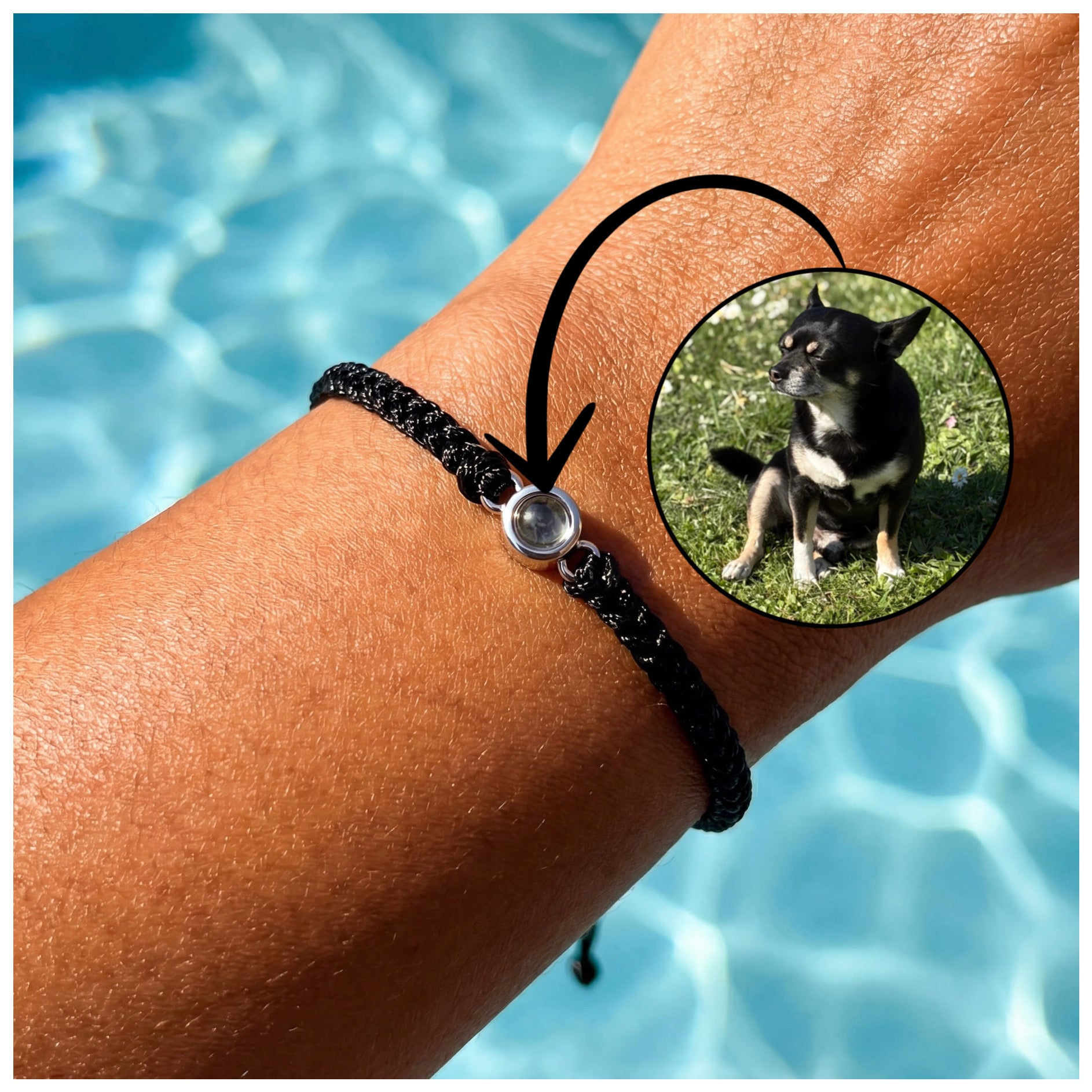 STOFF/EDELSTAHL ARMBAND MIT PERSONALISIERTEM FOTO - ICERAIN JEWELRY