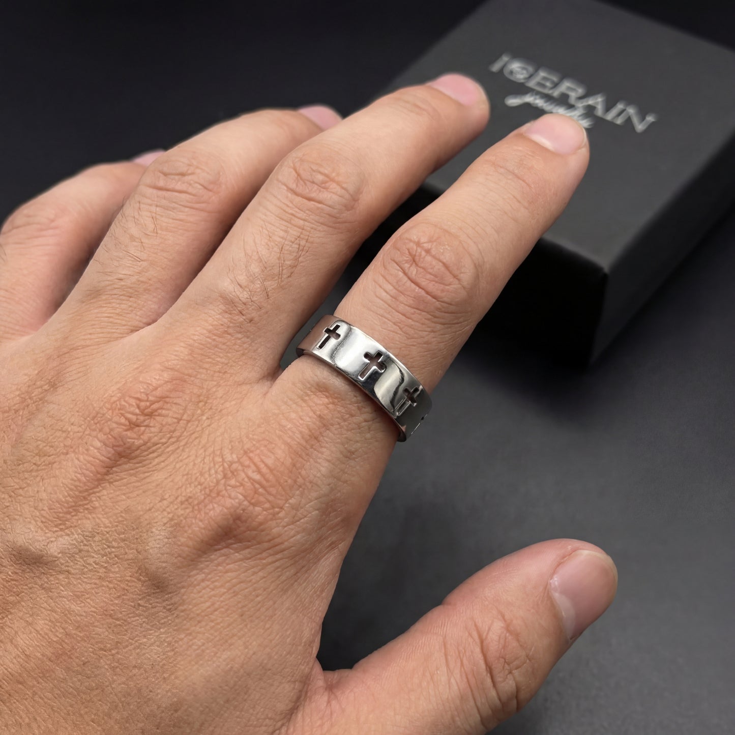 EDELSTAHL "CROSS" RING - ICERAIN JEWELRY