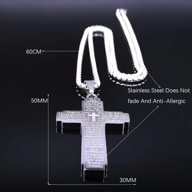 Luxus Edelstahl "Amen Cross" Kette