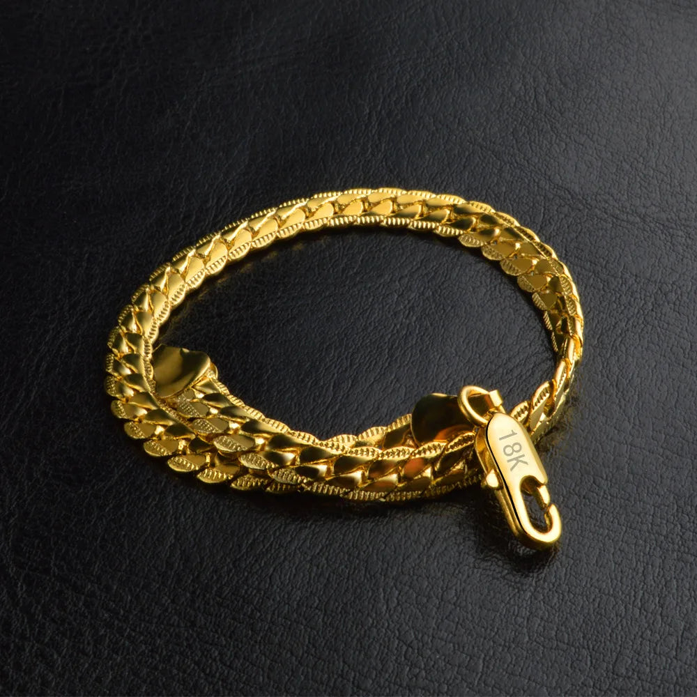 Luxus 925S Silver 18K Gold 5mm "Gold Snakena" Armbänder