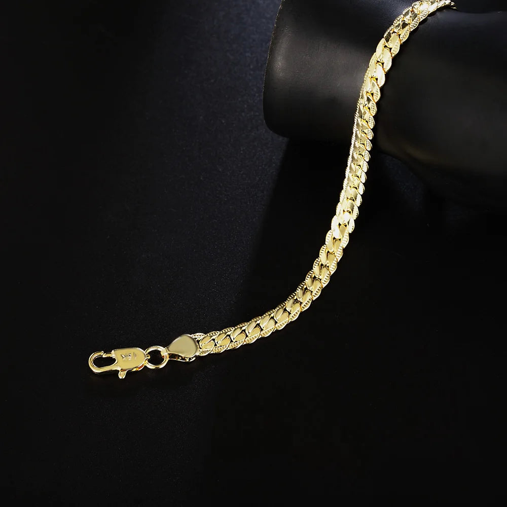 Luxus 925S Silver 18K Gold 5mm "Gold Snakena" Armbänder