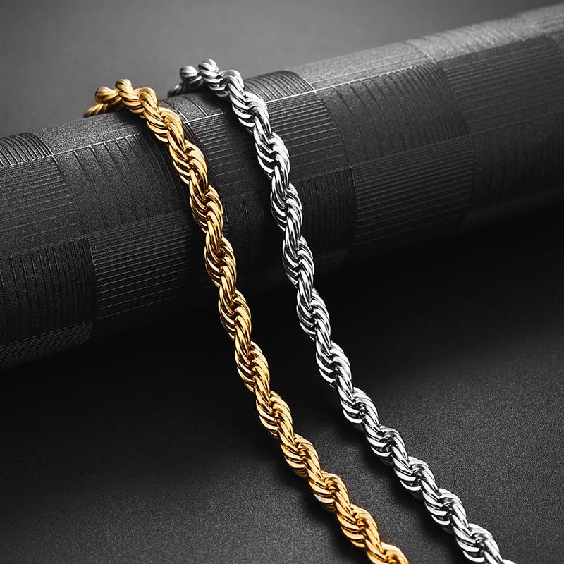 Sale | Luxus Edelstahl 5mm 50cm "Silver Rope" Kette