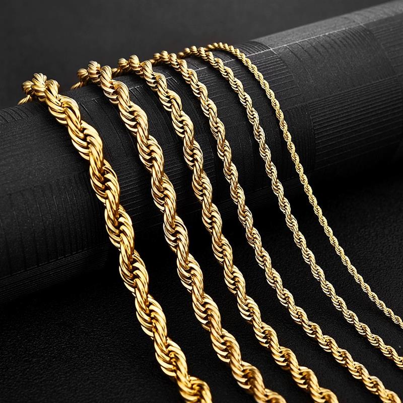 Sale | Luxus Edelstahl 5mm 50cm "Gold Rope" Kette