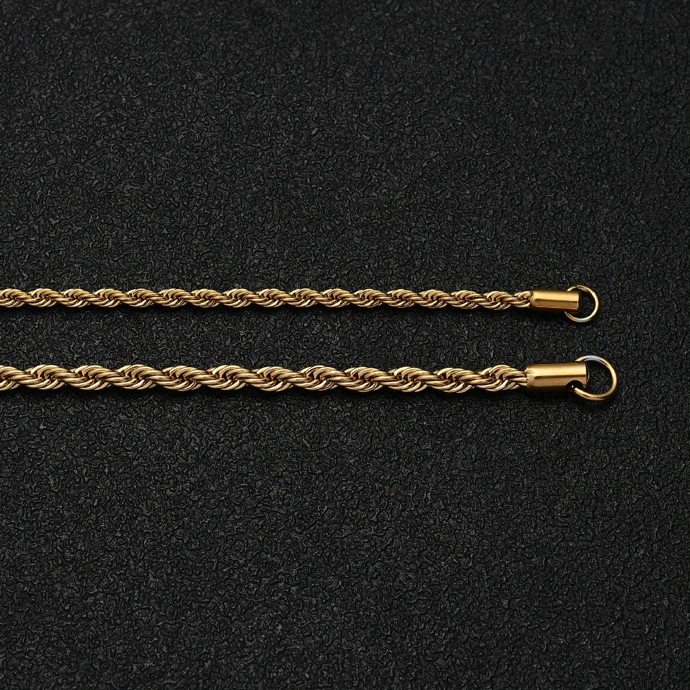 Luxus Edelstahl 2-In-1 "Gold Rope" Schmuckset (Halskette + Armband)