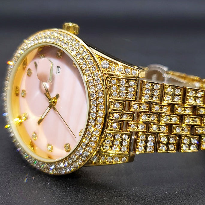 Luxus Designer Iced Out "Principessa" Uhr + Box + Armbandkürzer