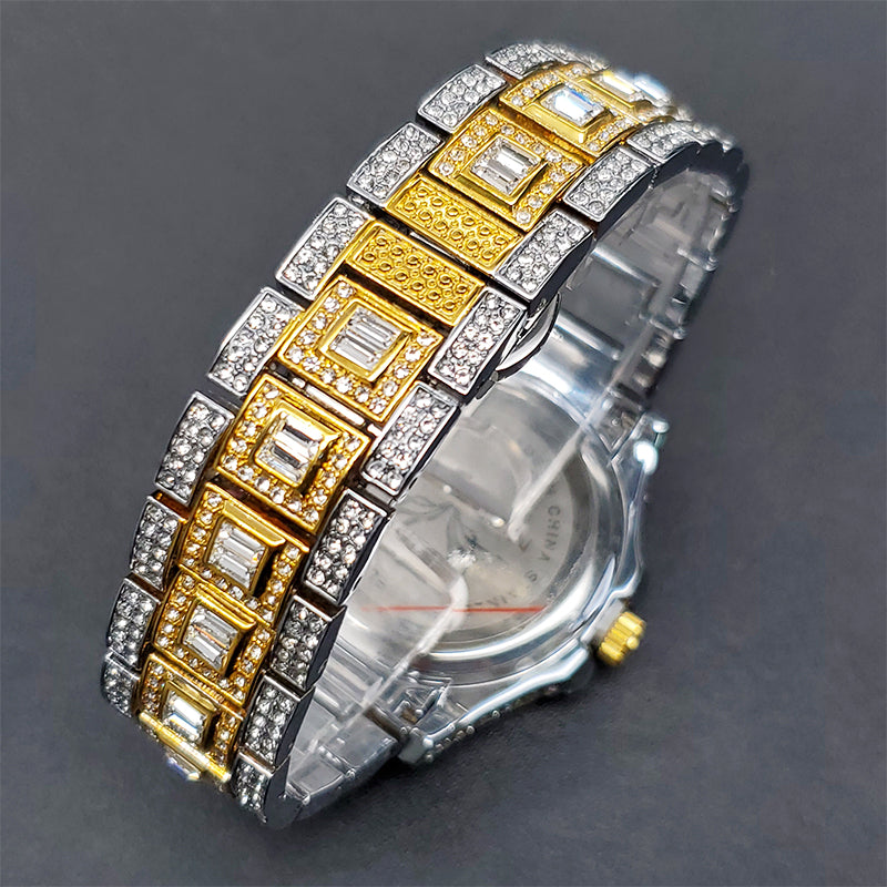 Luxus Designer Iced Out "Arabic" Uhr + Box + Armbandkürzer