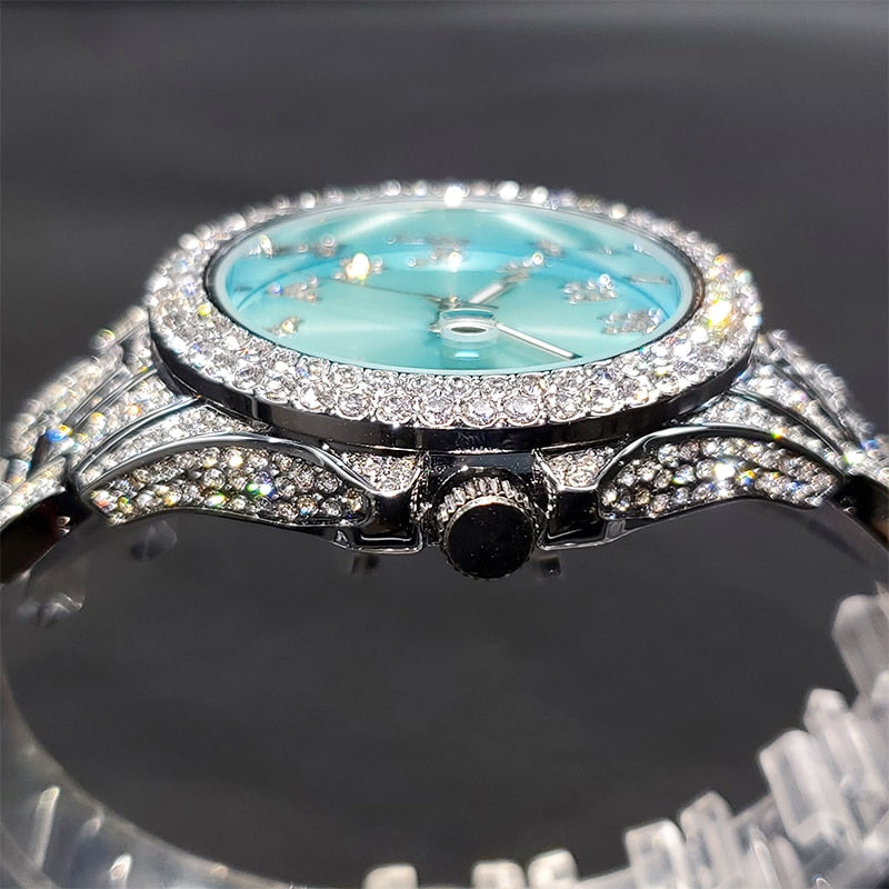 Luxus Designer Iced Out "Arabic" Uhr + Box + Armbandkürzer