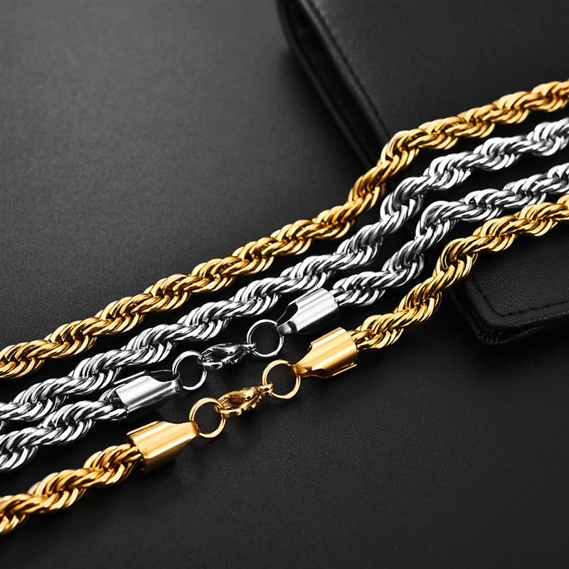 Sale | Luxus Edelstahl 3mm 60cm "Silver Rope" Kette