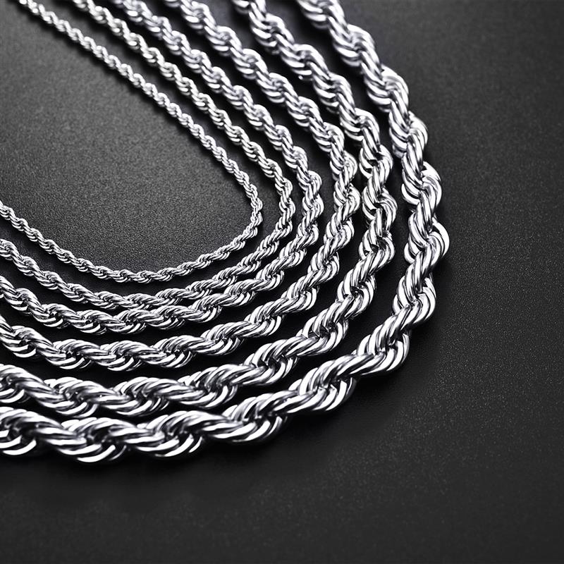 Sale | Luxus Edelstahl 3mm 60cm "Silver Rope" Kette