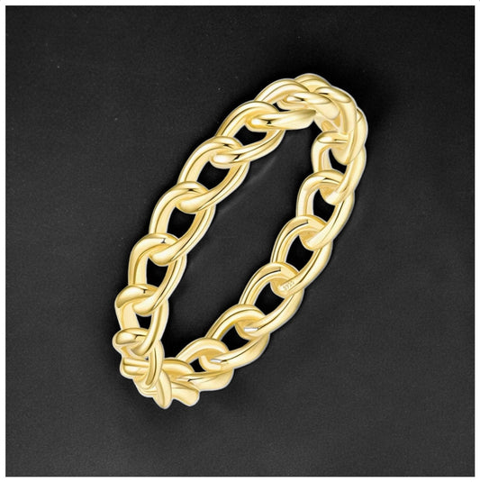 925S SILVER "GOLD CUBAN" RING - ICERAIN JEWELRY