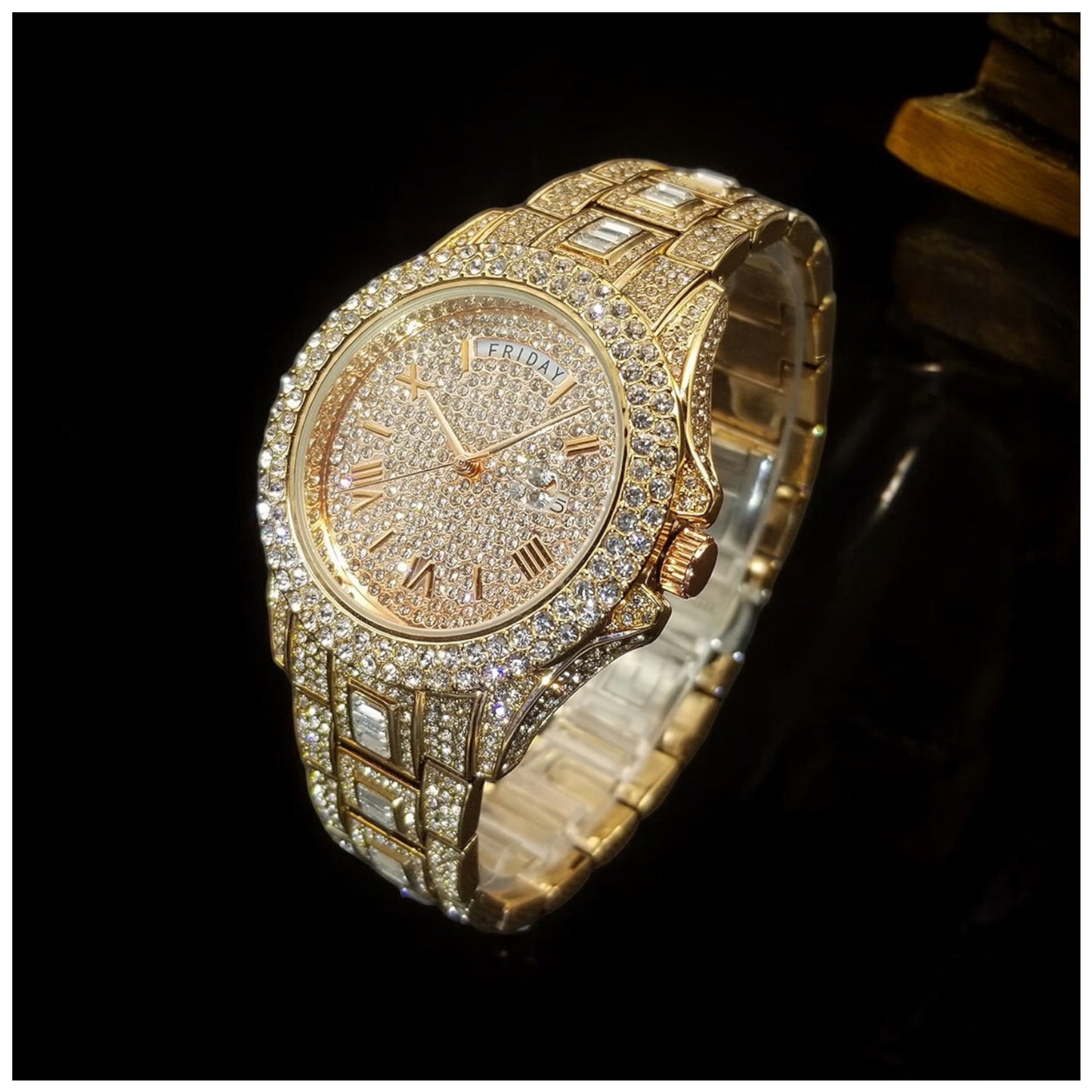 Sale | Luxus Designer Iced Out "Rosegold Paramone" Uhr + Box + Armbandkürzer - ICERAIN JEWELRY