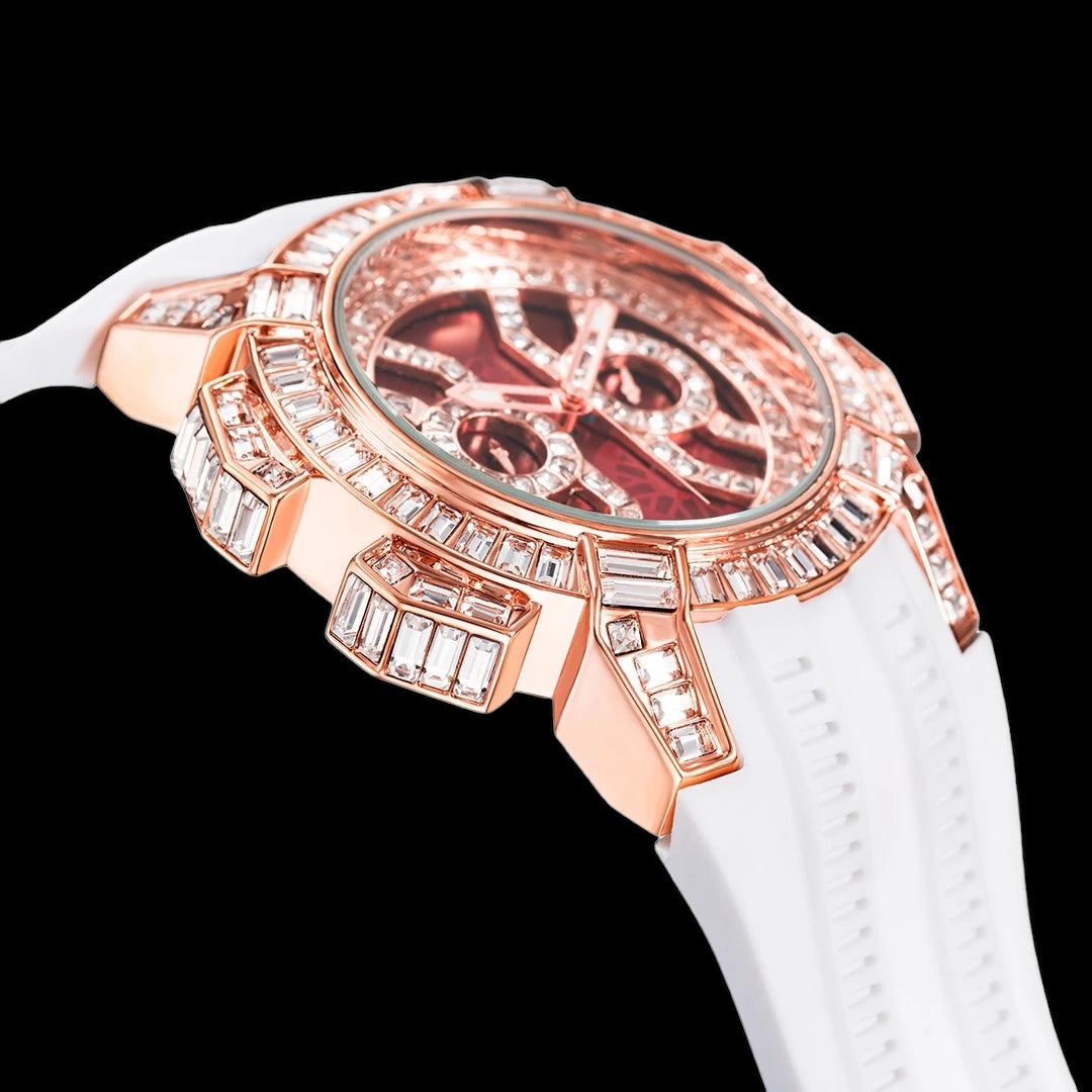 Luxus Designer Iced Out "Sunstar" Uhr + Box + Armbandkürzer