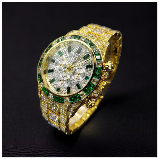 Luxus Designer Iced Out "Sollini V2" Uhr + Box + Armbandkürzer