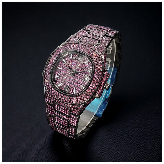 Luxus Designer Iced Out "Swaroxon" Uhr + Box + Armbandkürzer