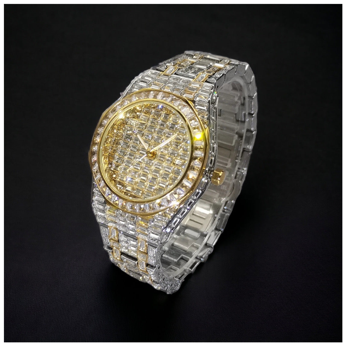 Luxus Designer Iced Out "Velesimo" Uhr + Box + Armbandkürzer