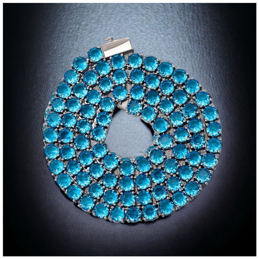 Luxus Iced Out 5mm "Blue Tennis" Kette