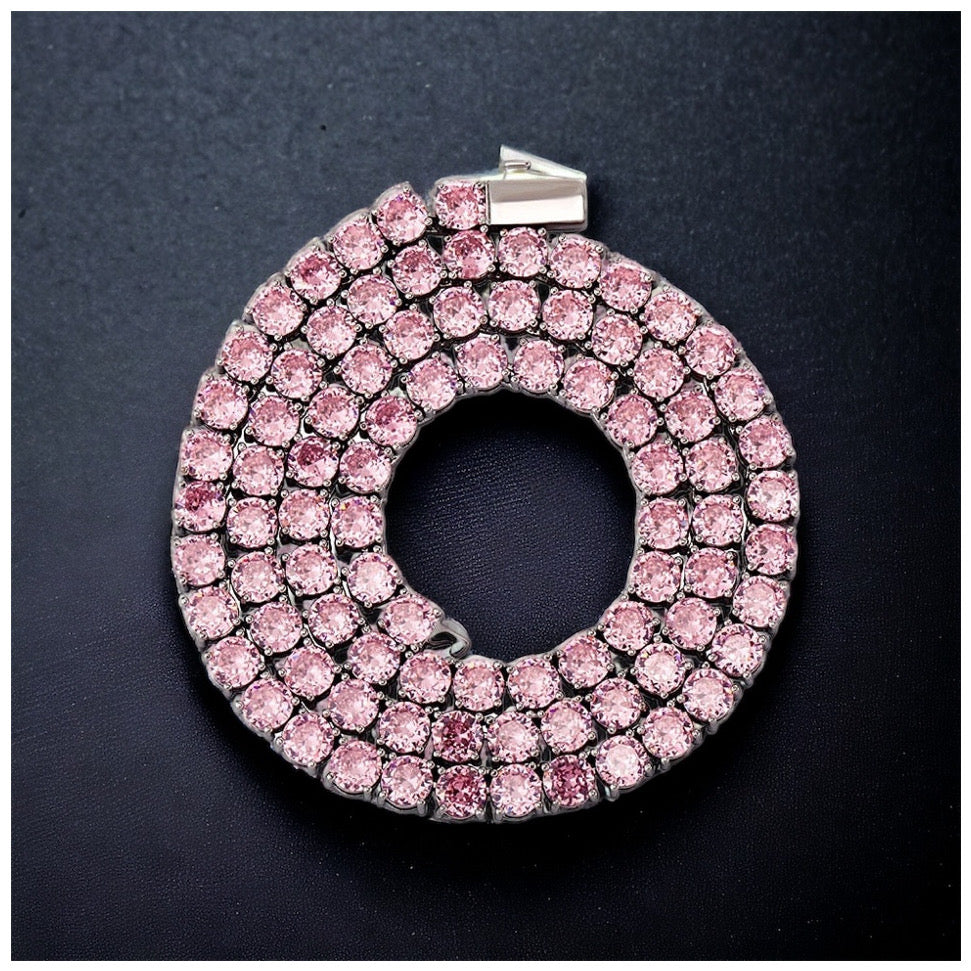 Luxus Iced Out 5mm "Pink Tennis" Kette