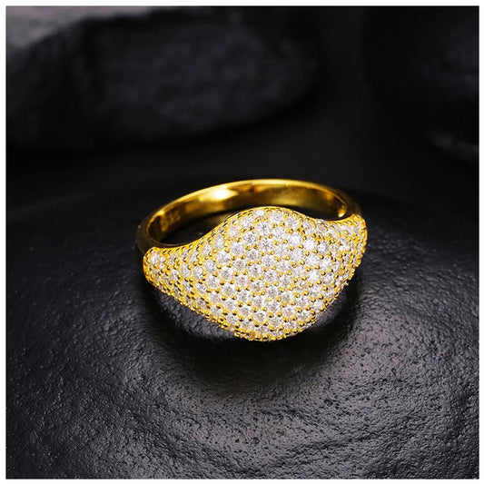 SALE | ICED OUT MOISSANITE GRÖSSE 10 (20MM DURCHMESSER) "GOLD DWARAGONA" WEISSGOLD 925S SILVER RING - ICERAIN JEWELRY