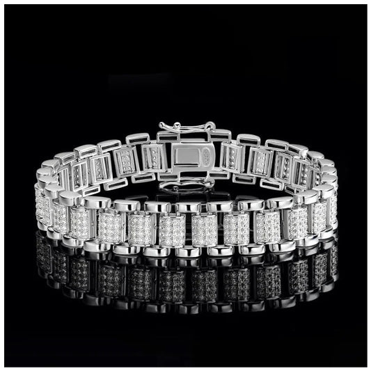 ICED OUT 10MM MOISSANITE "JUBILEE" WEISSGOLD 925S SILVER ARMBAND - ICERAIN JEWELRY