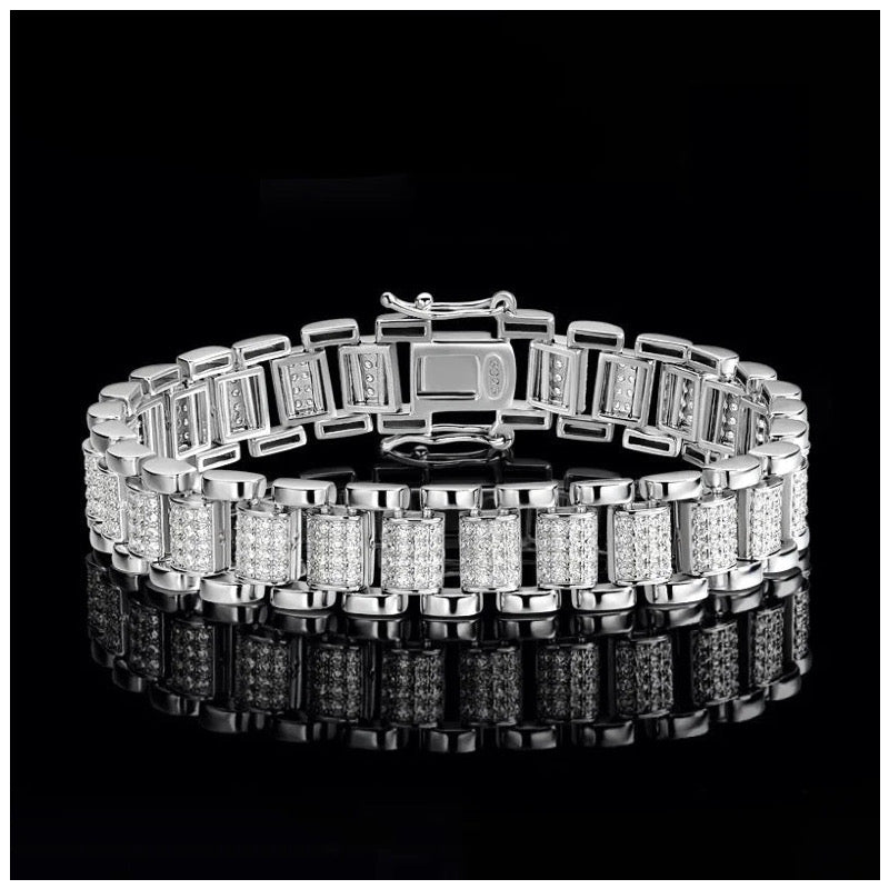 Luxus Iced Out 10mm Moissanite "Jubilee" Whitegold 925S Silver Armbänder - ICERAIN JEWELRY