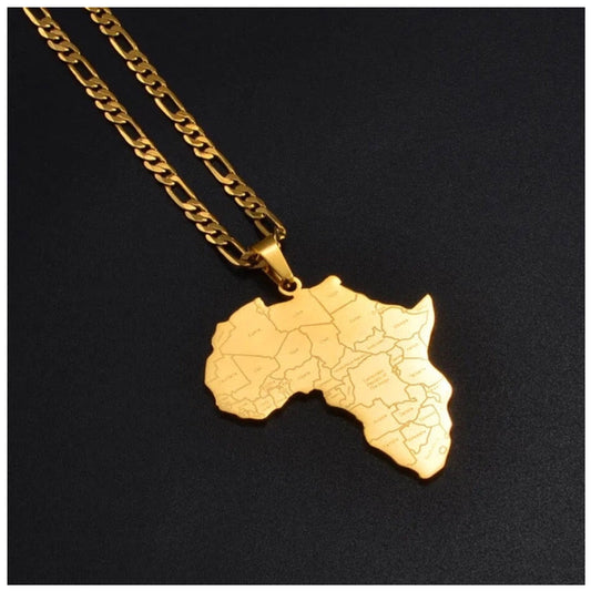SALE | EDELSTAHL 45CM "GOLD AFRICA V3" LÄNDERKETTE - ICERAIN JEWELRY