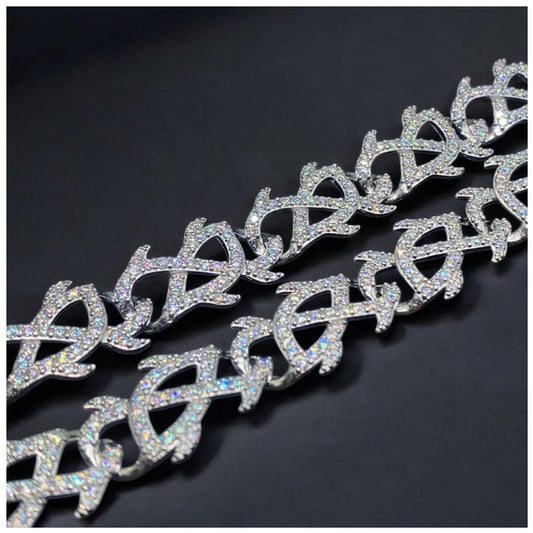 ICED OUT 15MM MOISSANITE "THORN" WEISSGOLD 925S SILVER ARMBAND - ICERAIN JEWELRY