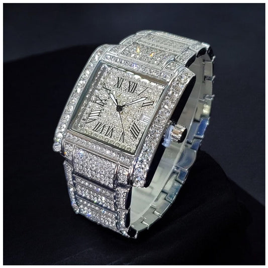 Luxus Designer Iced Out "Squadromer" Uhr + Box +. Armbandkürzer - ICERAIN JEWELRY