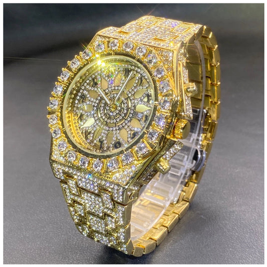 Luxus Designer Iced Out " Arabic Sun" Uhr + Box + Armbandkürzer - ICERAIN JEWELRY