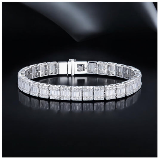 ICED OUT MOISSANITE "SAPHIR TENNIS" WEISSGOLD 925S SILVER ARMBAND - ICERAIN JEWELRY