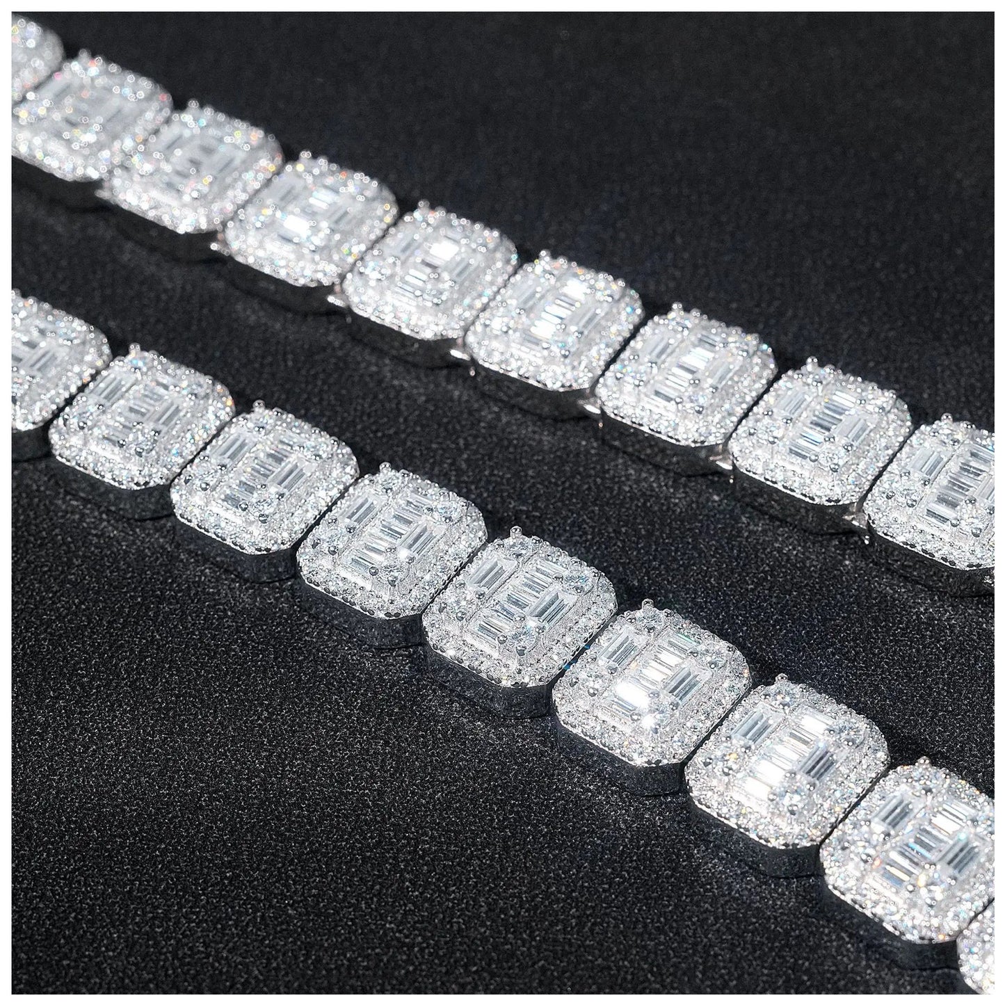 ICED OUT 13MM MOISSANITE "BAGGETTER" WEISSGOLD 925S SILVER ARMBAND - ICERAIN JEWELRY