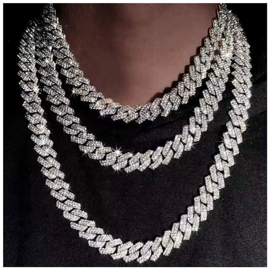 ICED OUT 14MM "SILVER PRONG CUBAN" KETTE - ICERAIN JEWELRY