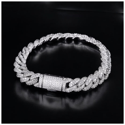 SALE | ICED OUT 9MM 18CM "SILVER CHOPPER CUBAN" ARMBAND - ICERAIN JEWELRY