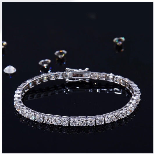 SALE | ICED OUT 3MM 18CM MOISSANITE "SILVER TENNIS" WEISSGOLD 925S SILVER ARMBAND - ICERAIN JEWELRY