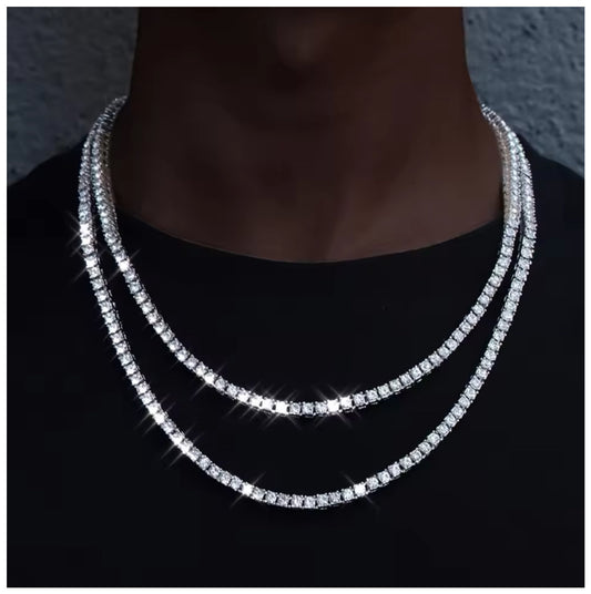 SALE | ICED OUT 4MM 50CM "SILVER TENNIS" KETTE - ICERAIN JEWELRY