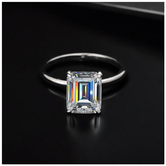 ICED OUT MOISSANITE "EMERALD" WEISSGOLD 925S SILVER RING - ICERAIN JEWELRY